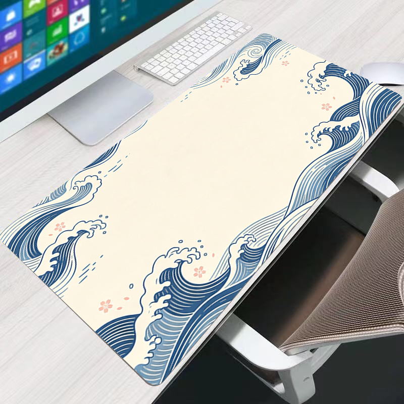 Gaming Office Accessories - 高品質ウェーブマウスパッド、滑らかなオフィスデスクマット、大型ゲーミングアクセサリー、ミニマリストアートスタイルマウスパッド、ゲーム用ノートパソコンデスクマット