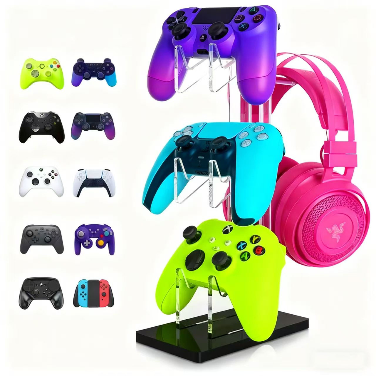 Gaming Accessories White - ユニバーサル 2/3 段コントローラーホルダーとヘッドセットスタンド PS4 PS5 XBOX