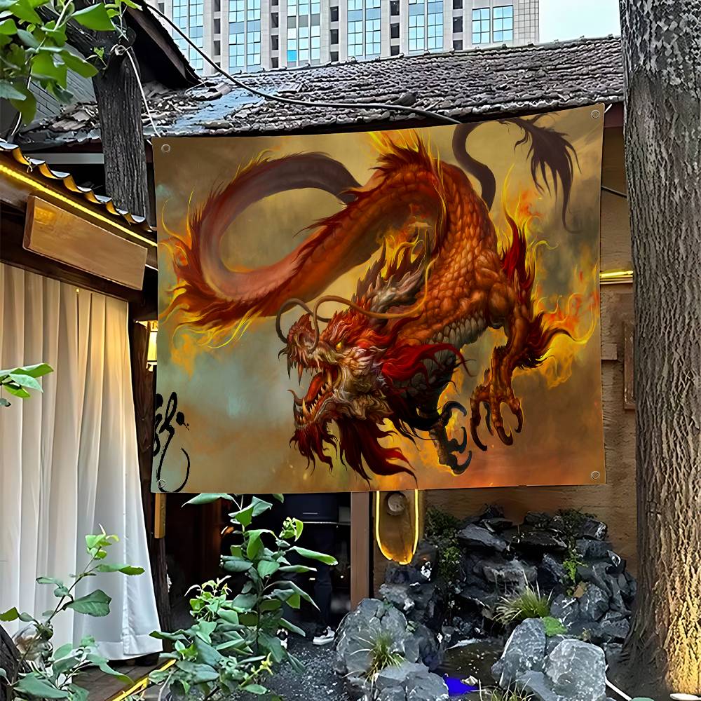 Gaming Accessories Banner - 中国のドラゴンゲーミングアクセサリー印刷された大きな旗アートサイエンスフィクションルーム家の装飾装飾バナー