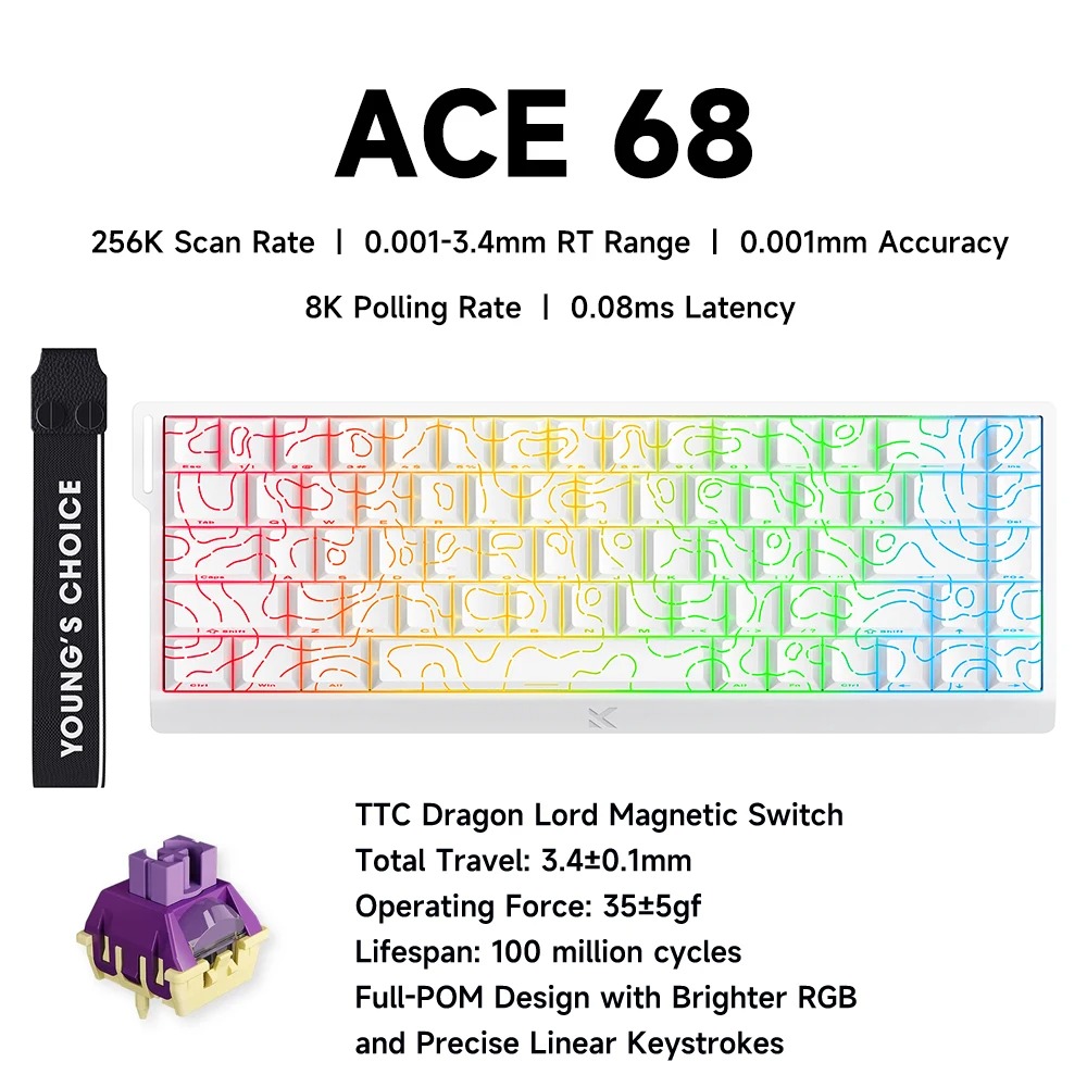 Gaming Accessories Logitech - MCHOSE ACE 68 磁気スイッチゲーミングキーボード ホール効果 ラピッドトリガー
