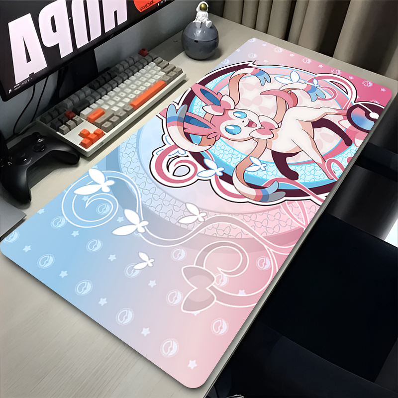 Gaming Office Accessories - 大型ピンクかわいいマウスパッド XXL ゲームコンピュータアクセサリー P-ポケモン シルベオン キーボード