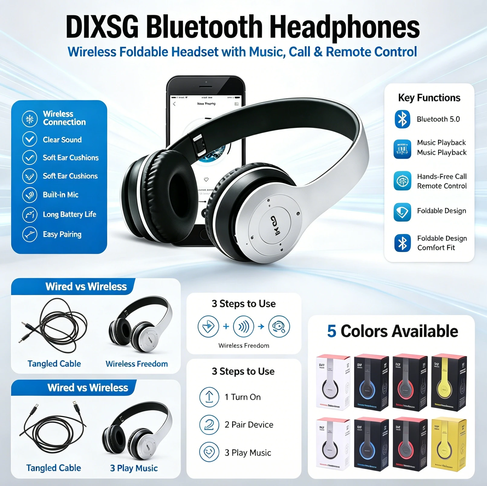 ステレオ P47 ヘッドセット 5.0 Bluetooth  - Gaming Accessories Iphone のレビューと価格