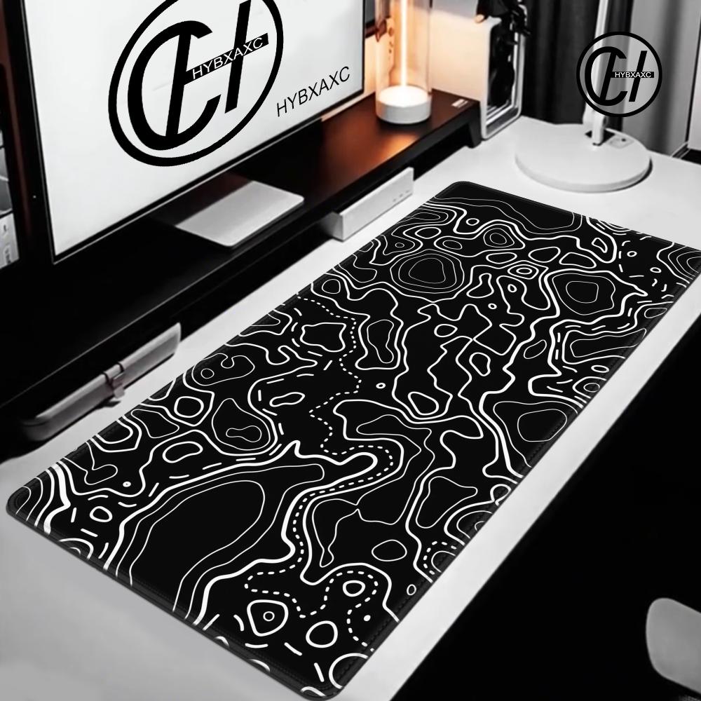 1200 × 600 黒白地形図マウスパッドコンピュータキー - Gaming Accessories White のレビューと価格