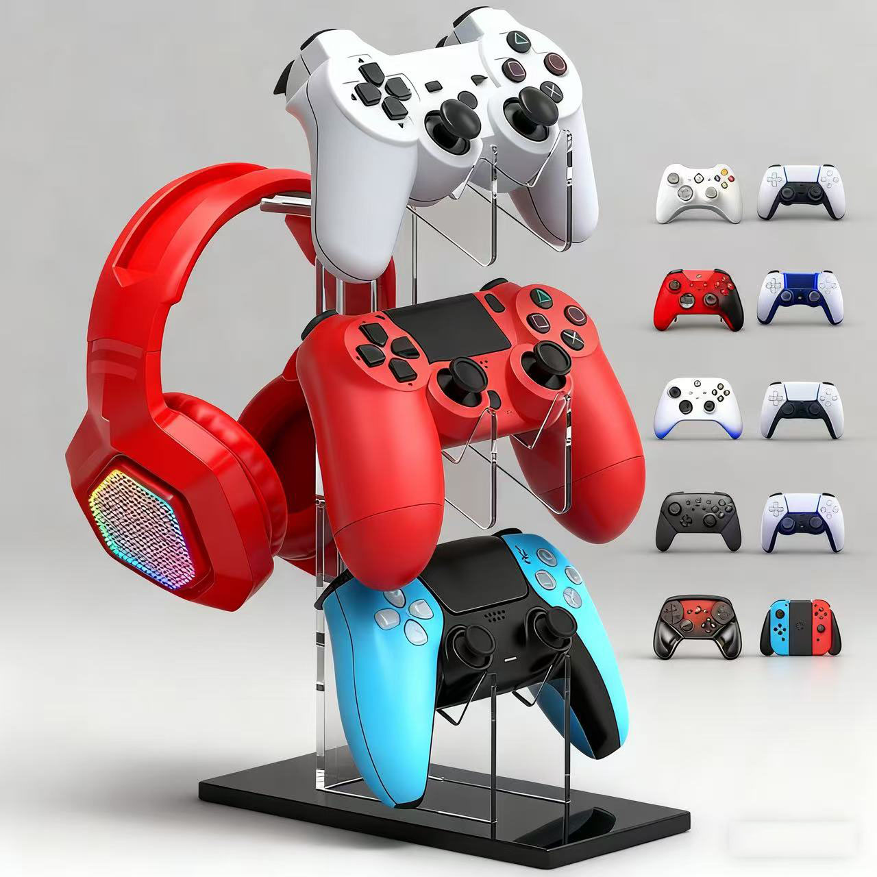 ユニバーサル 2/3 段コントローラーホルダーとヘッドセット - Gaming Accessories White のレビューと価格