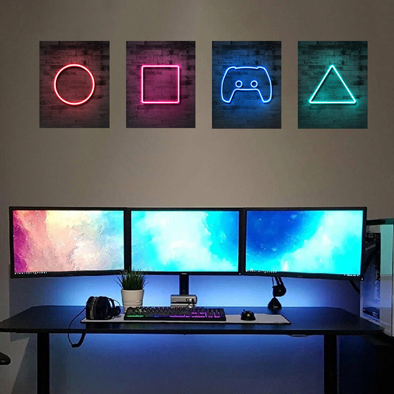 ゲームルームの壁の装飾,ポスター,ステッカー,接着剤,ネオン - Gaming Accessories Wallpaper のレビューと価格